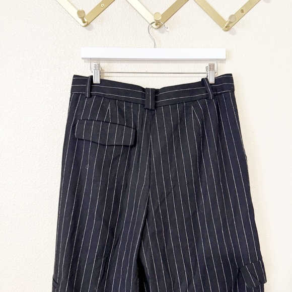 Madewell Cargo Pants in Pinstripe N0081 High Rise Pleated Waist Wool Blend US 10 - Picture 8 of 10